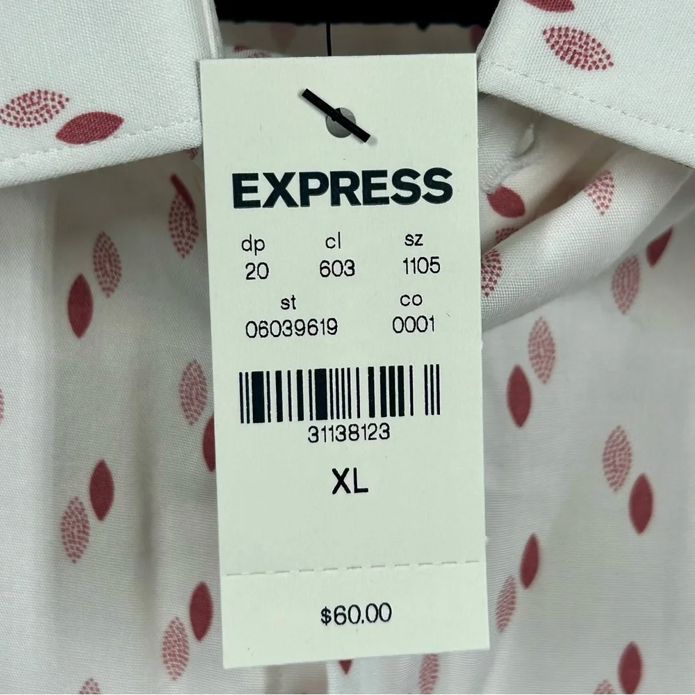 Express Slim 1MX Printed Dress Shirt Men's Size‎ XL Career Office Preppy